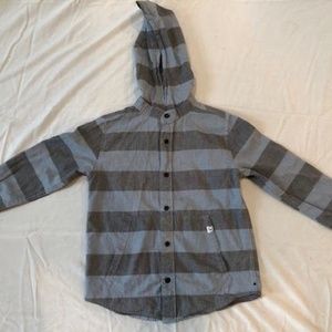 Boy's Gray Striped Button Up
